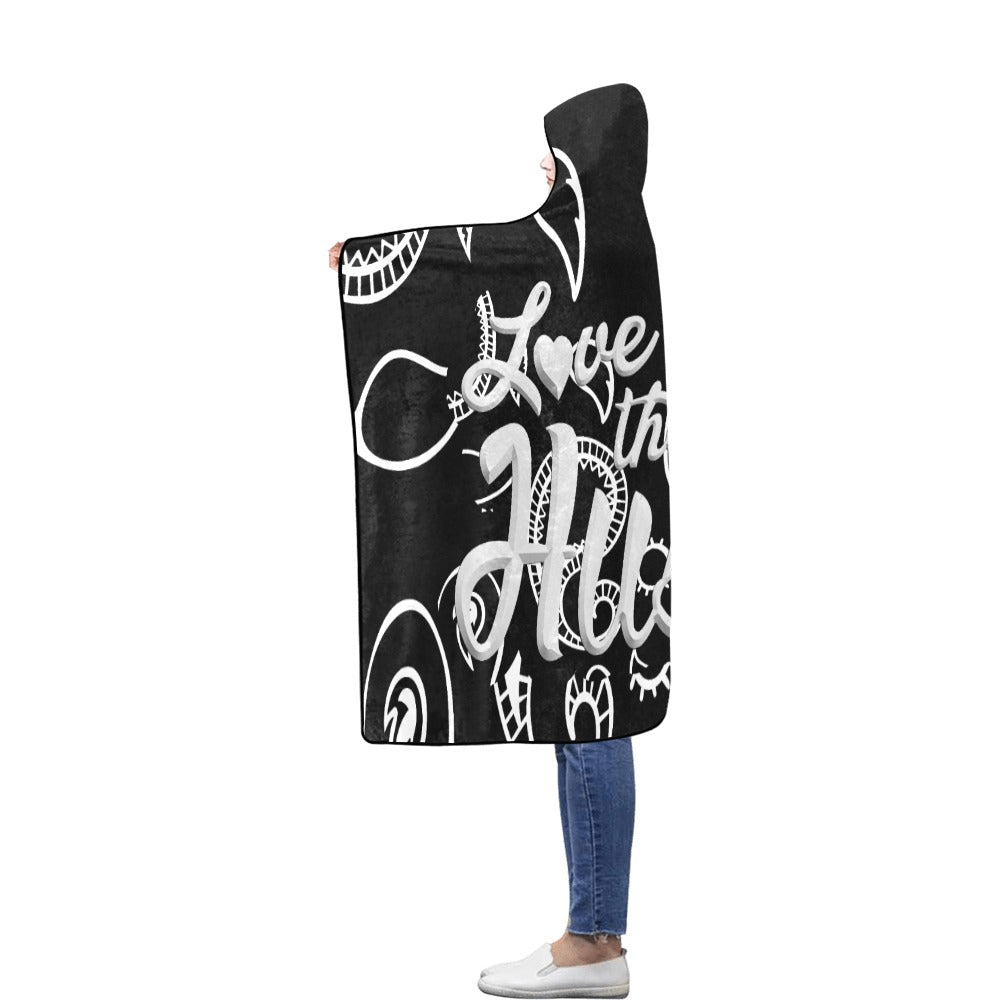 Love The Hustle Flannel Hooded Blanket 60"x80"