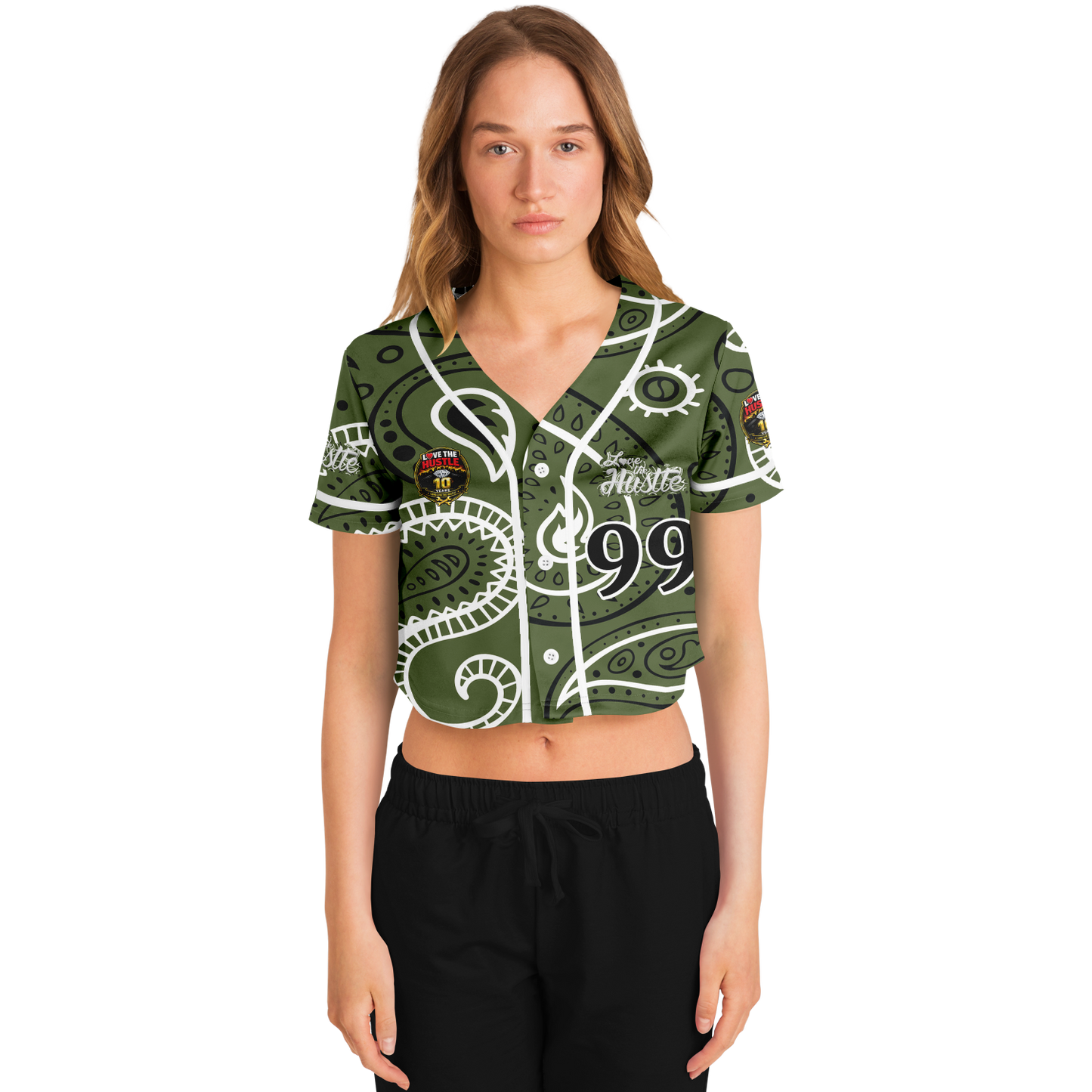 Love The Hustle® Cropped Baseball Jersey - Camo Squad