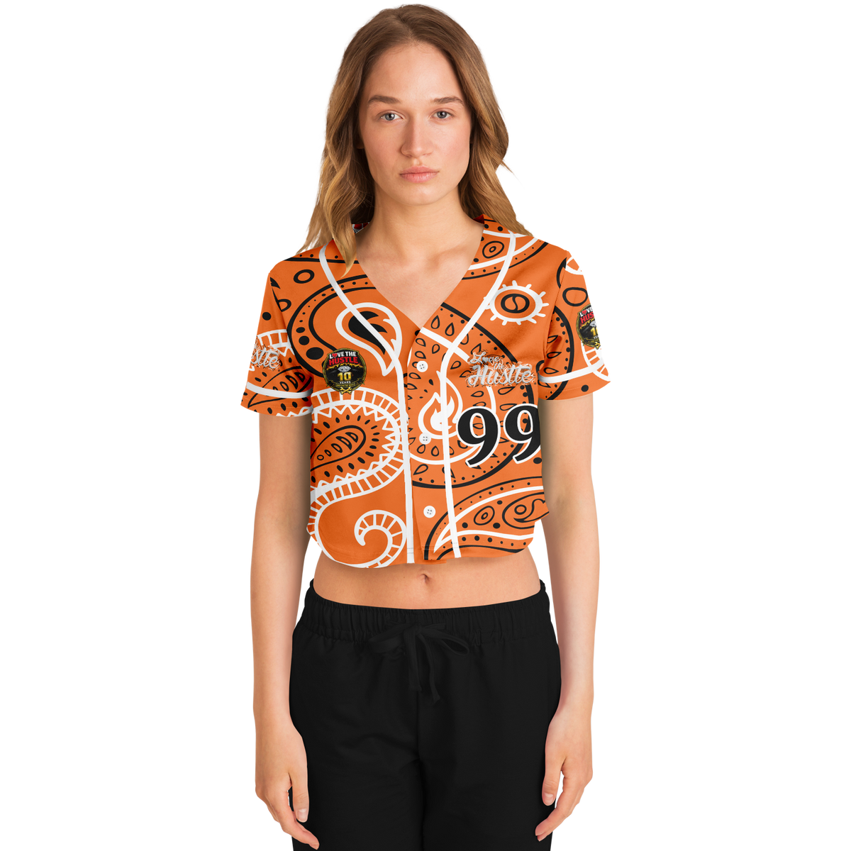 Love The Hustle® Cropped Baseball Jersey - Orange Squad
