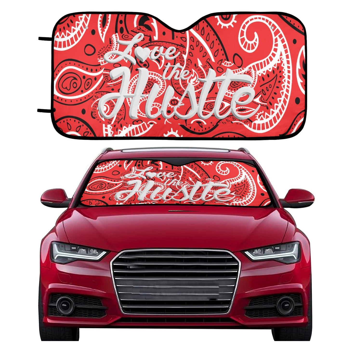 Love The Hustle Auto Sun Shade 57.6" x 27.6"（145cm x 70cm ）