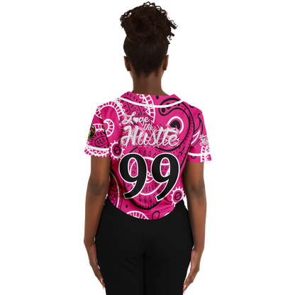 Love The Hustle® Cropped Baseball Jersey - Pink Squad
