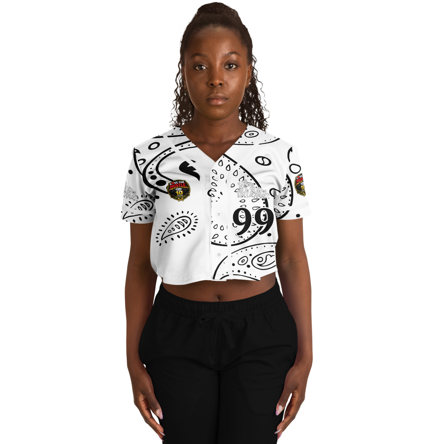 Love The Hustle® Cropped Baseball Jersey - White Squad