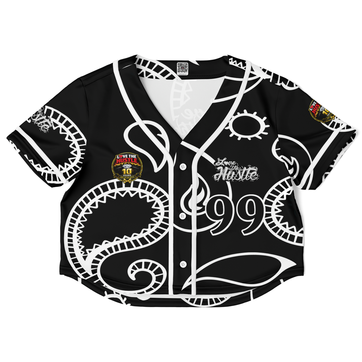 Love The Hustle® Cropped Baseball Jersey - Black Squad
