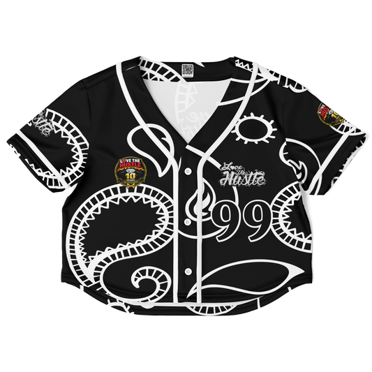 Love The Hustle® Cropped Baseball Jersey - Black Squad