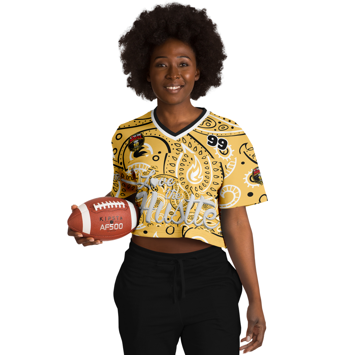 Love The Hustle® Cropped Football Jersey - Yellow Squad