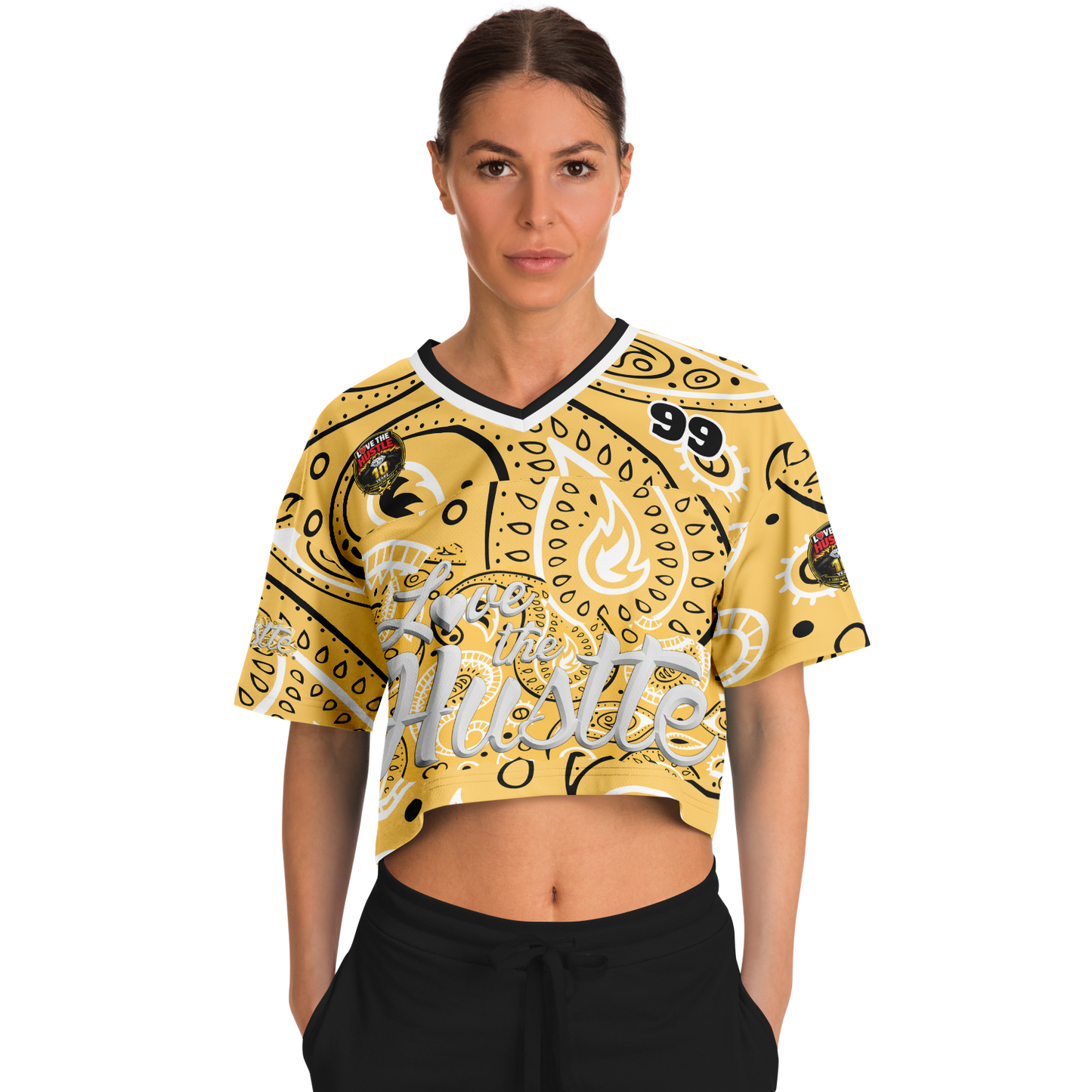 Love The Hustle® Cropped Football Jersey - Yellow Squad