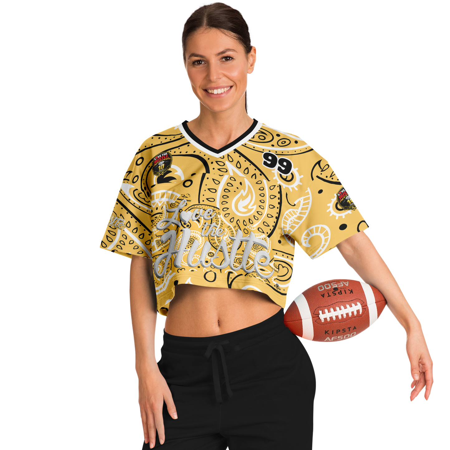 Love The Hustle® Cropped Football Jersey - Yellow Squad