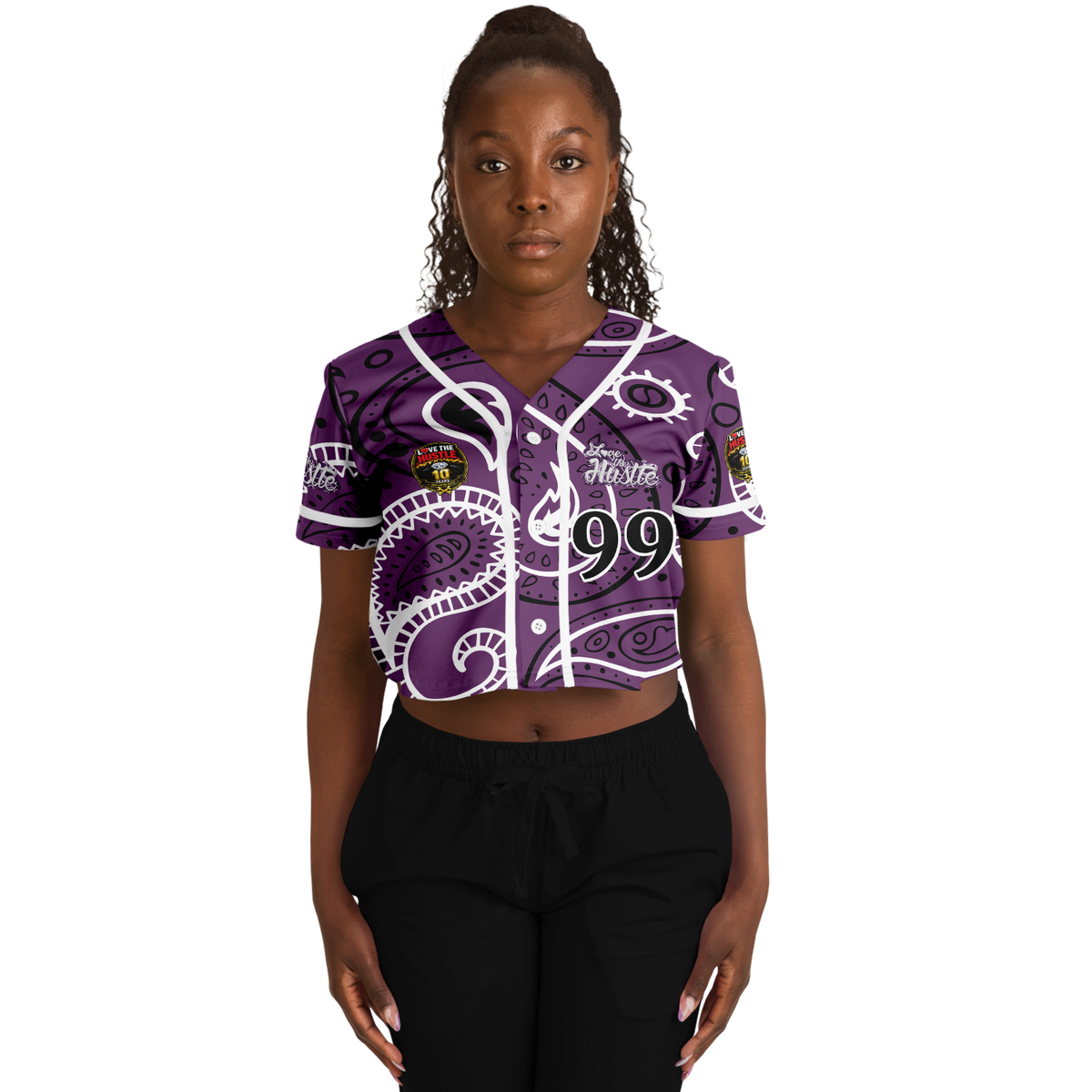 Love The Hustle® Cropped Baseball Jersey - Purple Squad