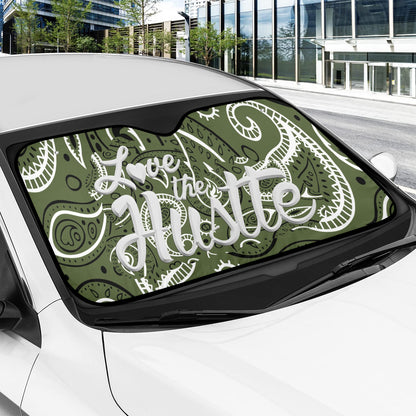Love The Hustle Auto Sun Shade 57.6" x 27.6"（145cm x 70cm ）
