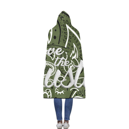 Love The Hustle Flannel Hooded Blanket 60"x80"