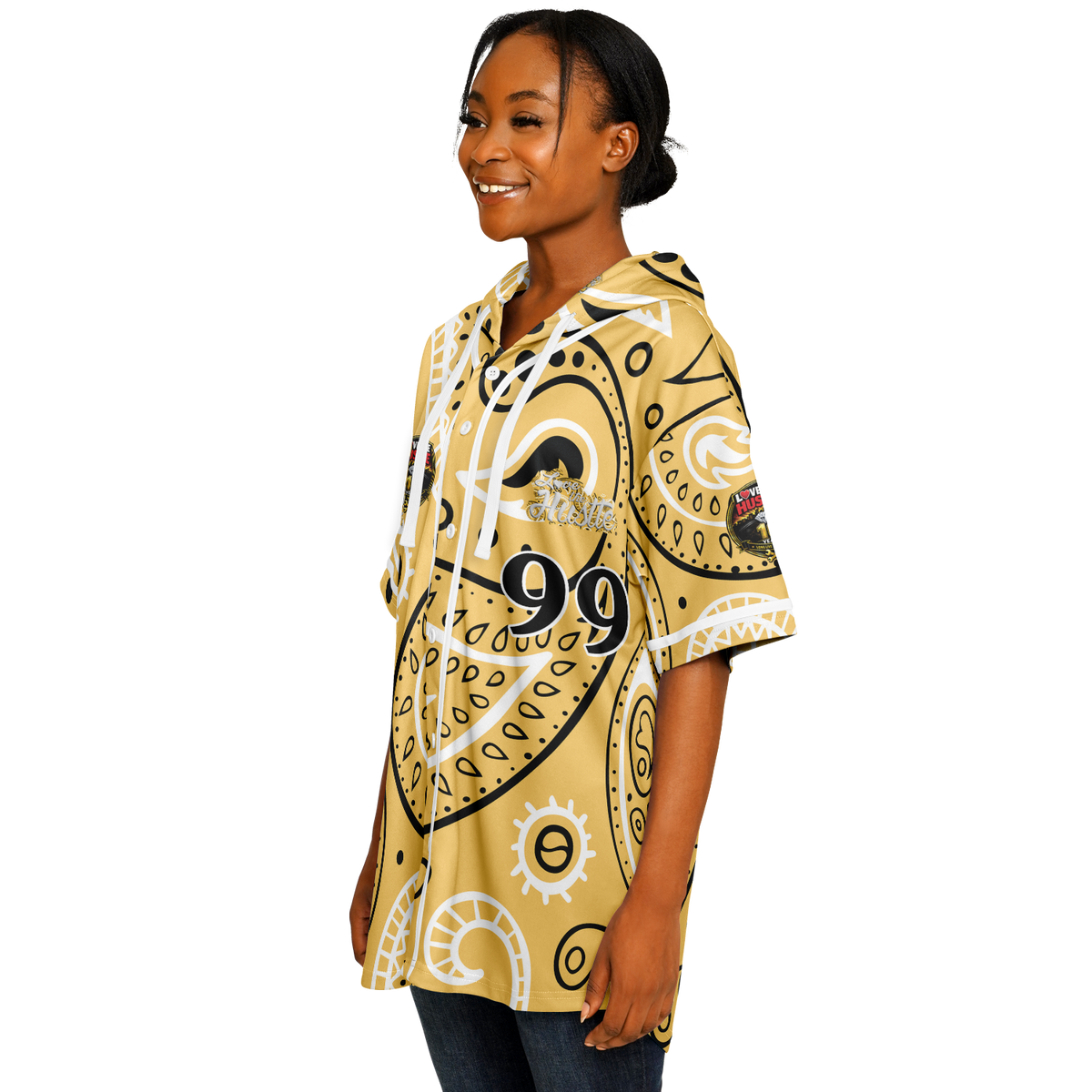 Love The Hustle® Hooded Baseball Jersey - Yellow Squad