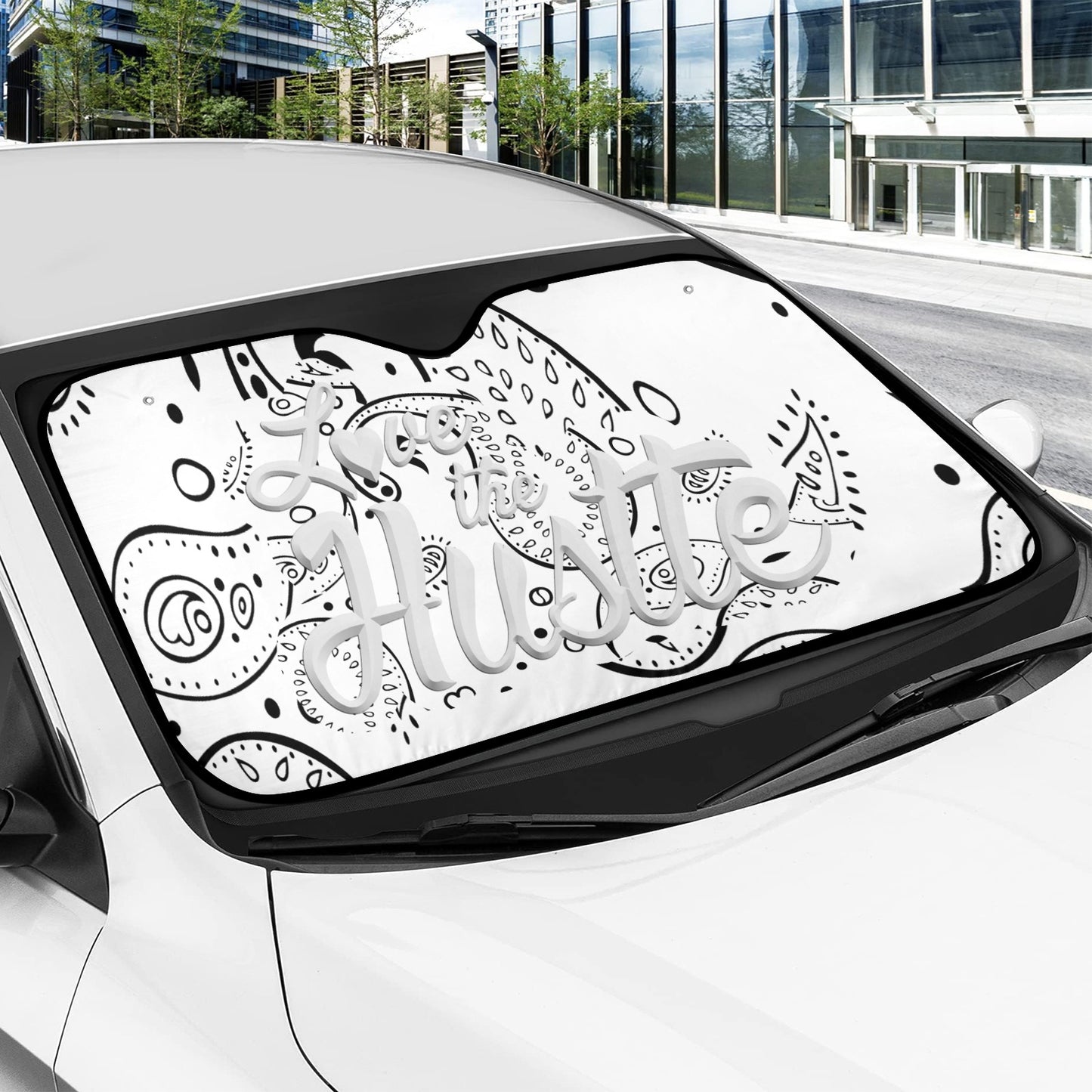 Love The Hustle Auto Sun Shade 57.6" x 27.6"（145cm x 70cm ）