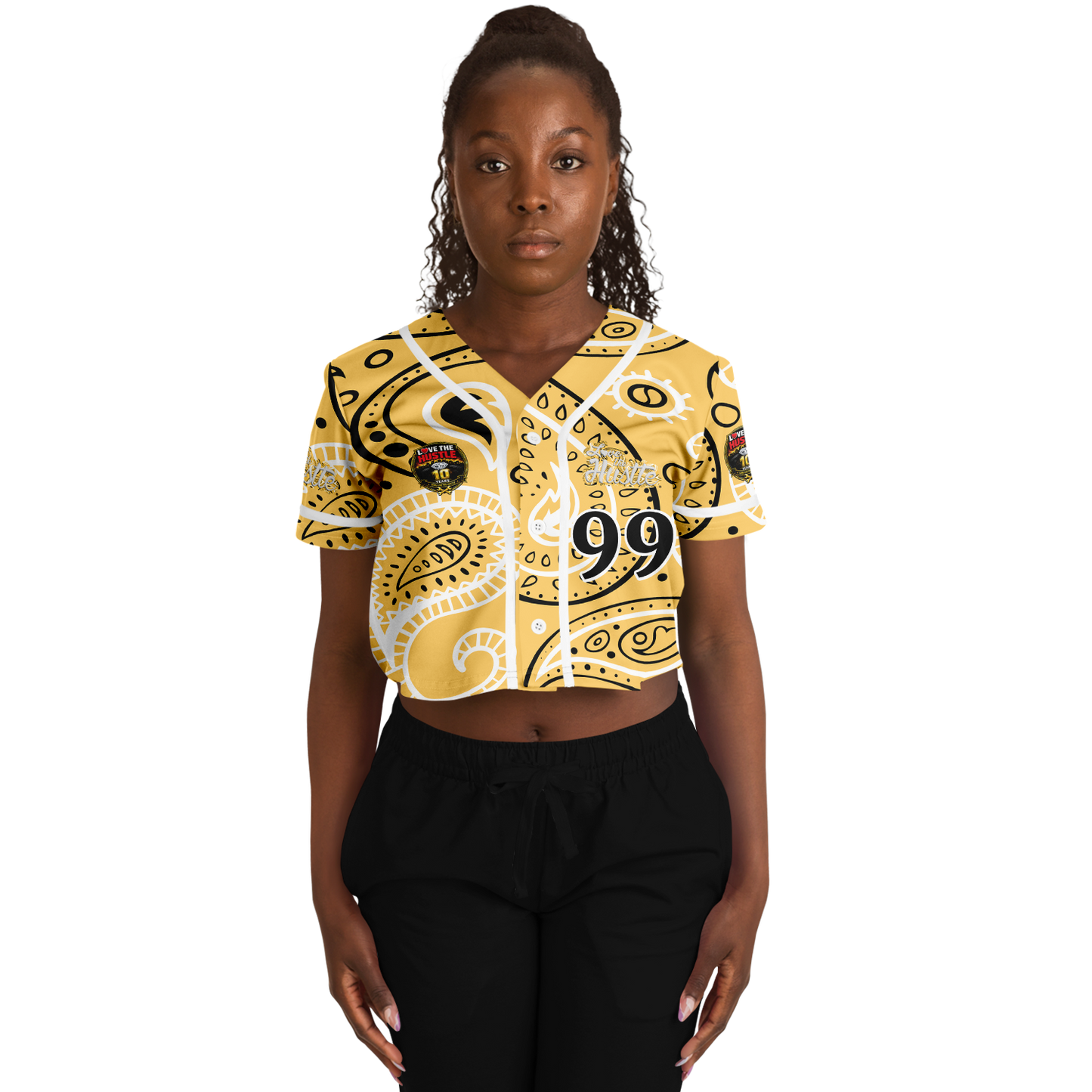 Love The Hustle® Cropped Baseball Jersey - Yellow Squad