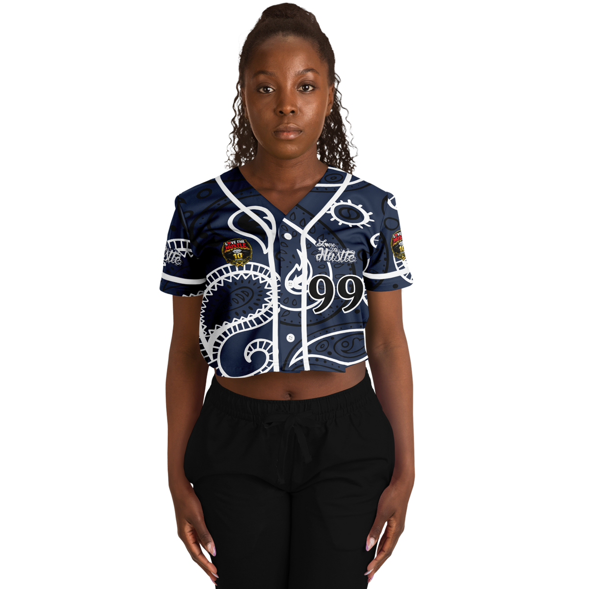 Love The Hustle® Cropped Baseball Jersey - Navy Squad