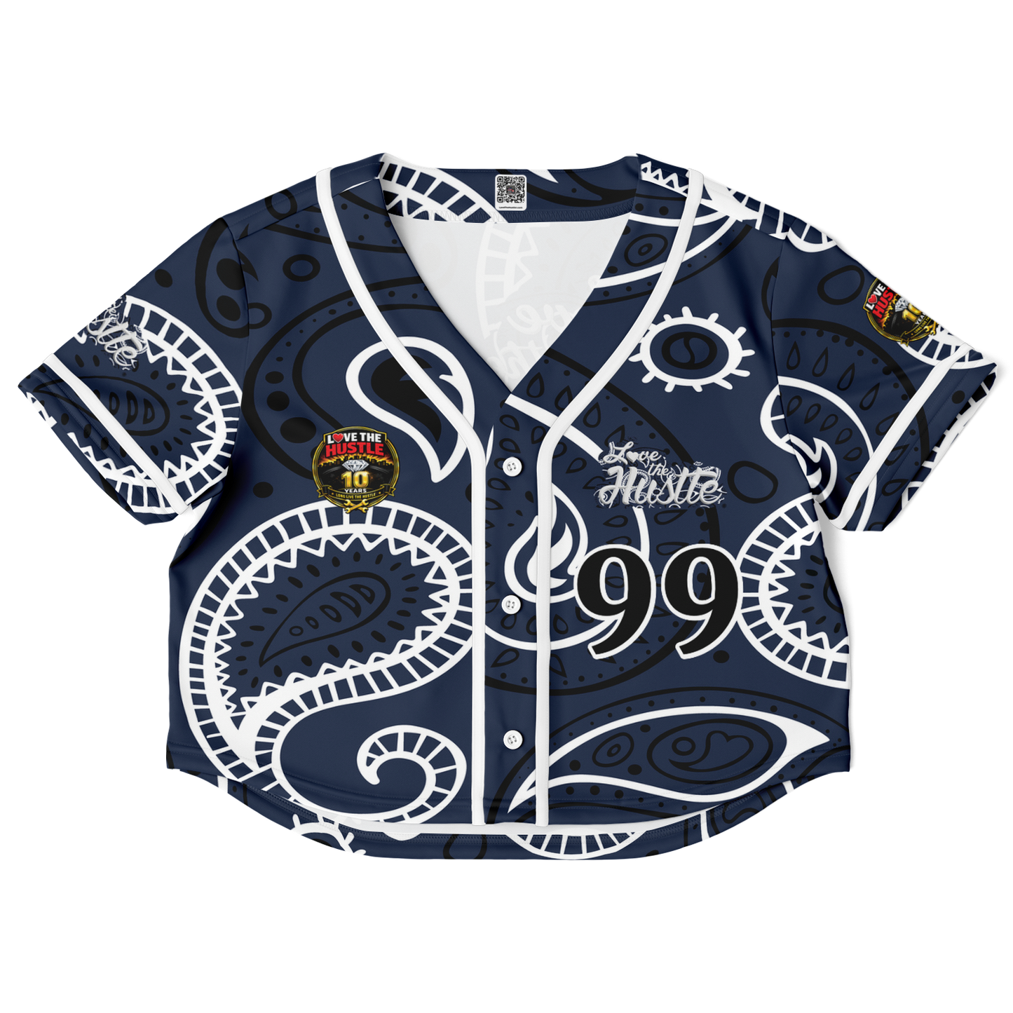 Love The Hustle® Cropped Baseball Jersey - Navy Squad