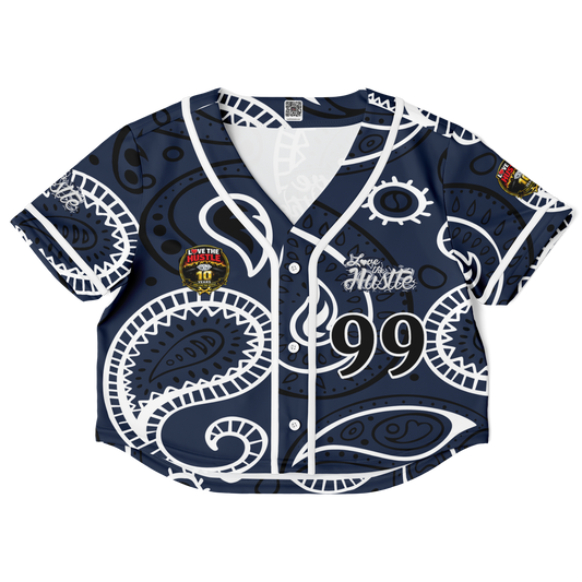 Love The Hustle® Cropped Baseball Jersey - Navy Squad