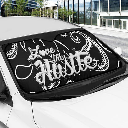 Love The Hustle Auto Sun Shade 57.6" x 27.6"（145cm x 70cm ）