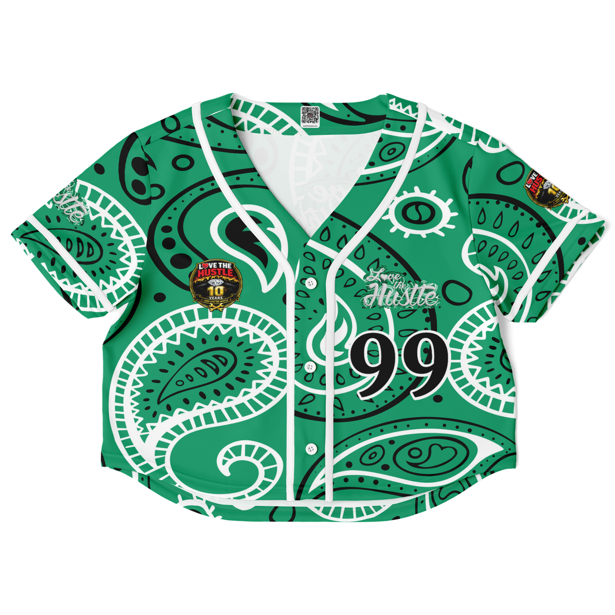 Love The Hustle® Cropped Baseball Jersey - Green Squad