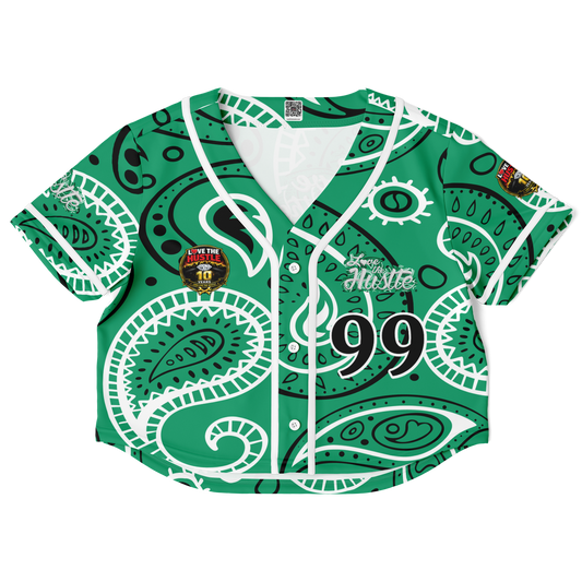 Love The Hustle® Cropped Baseball Jersey - Green Squad