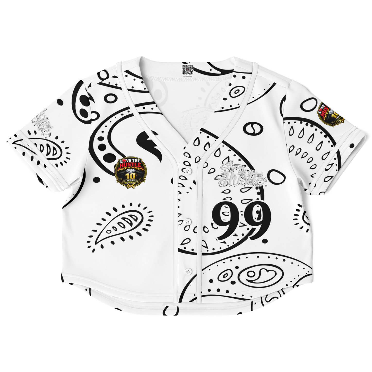 Love The Hustle® Cropped Baseball Jersey - White Squad