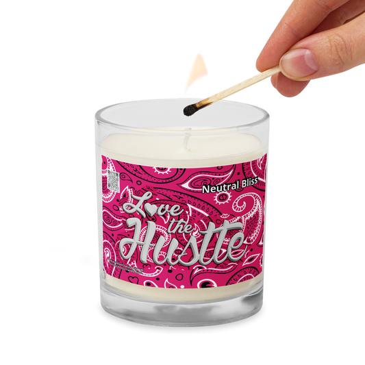 Love The Hustle™ Bandana Glass Jar Neutral Bliss Soy Wax Candle, Pink Tops
