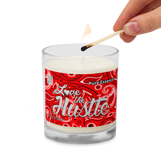 love The Hustle™ Bandana Glass Pure Essence Jar Soy Wax Candle, Red Tops