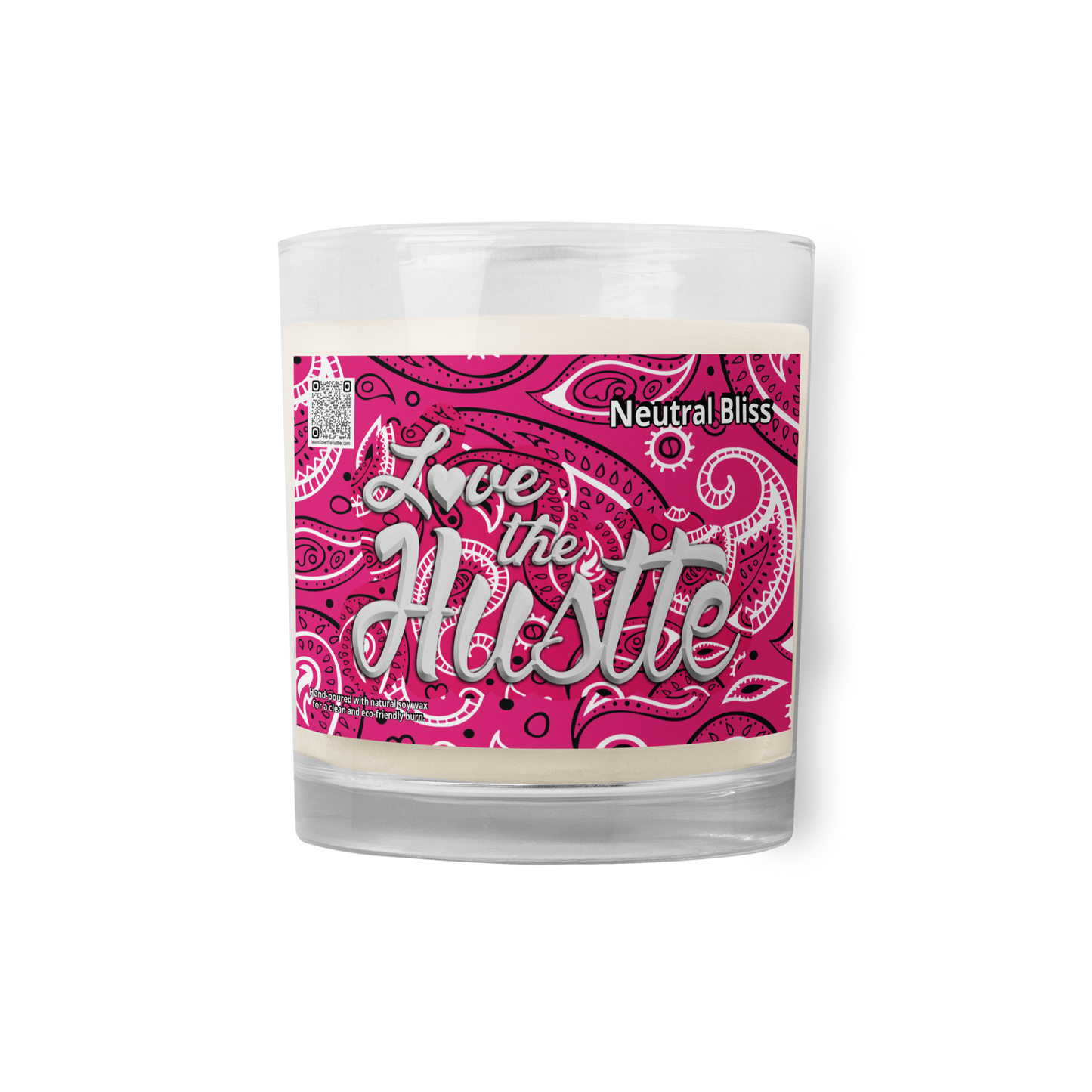 Love The Hustle™ Bandana Glass Jar Neutral Bliss Soy Wax Candle, Pink Tops