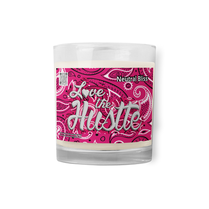 Love The Hustle™ Bandana Glass Jar Neutral Bliss Soy Wax Candle, Pink Tops