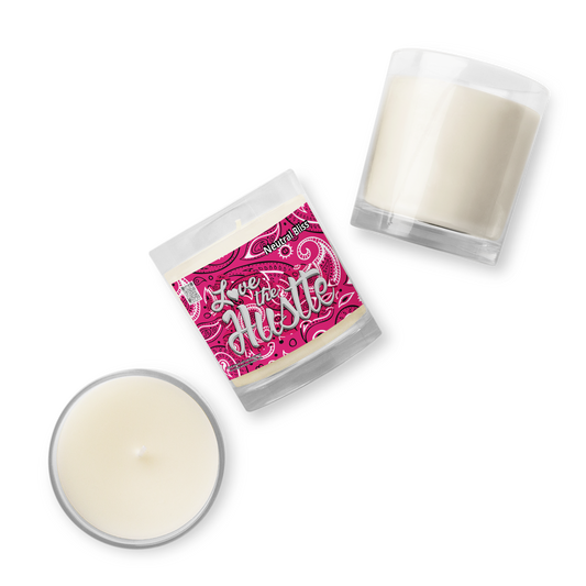 Bougie en cire de soja neutre Love The Hustle™ Bandana en pot en verre, rose vif
