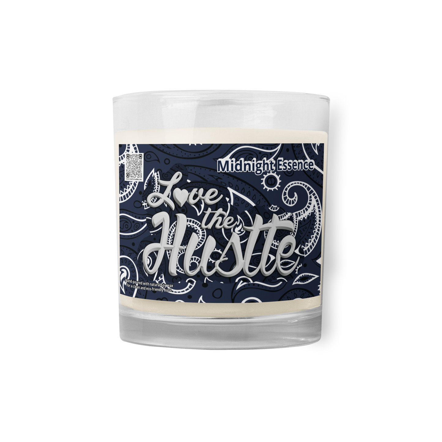 Love The Hustle™ Bandana Glass Jar Midnight Essence Soy Wax Candle, Navy Tops