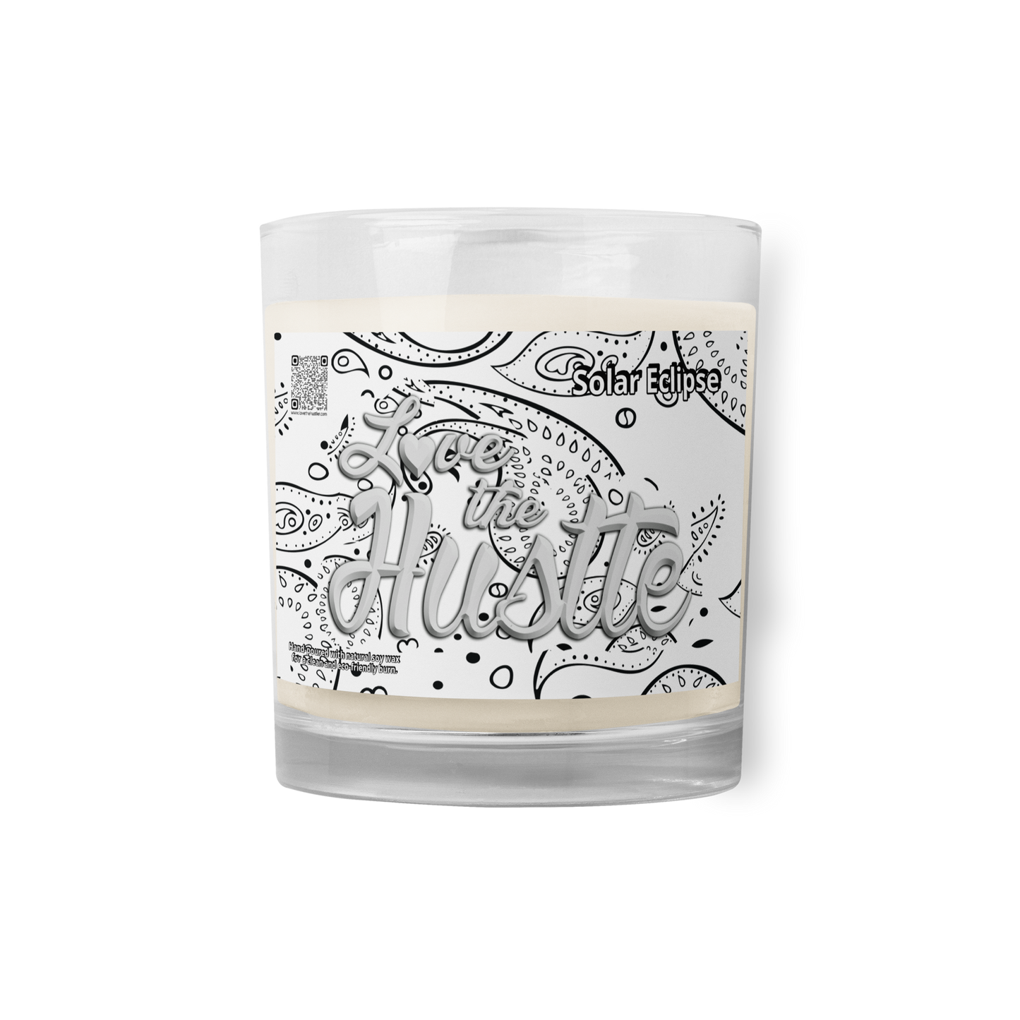 Love The Hustle™ Bandana Glass Jar Solar Eclipse Soy Wax Candle, Clear Tops