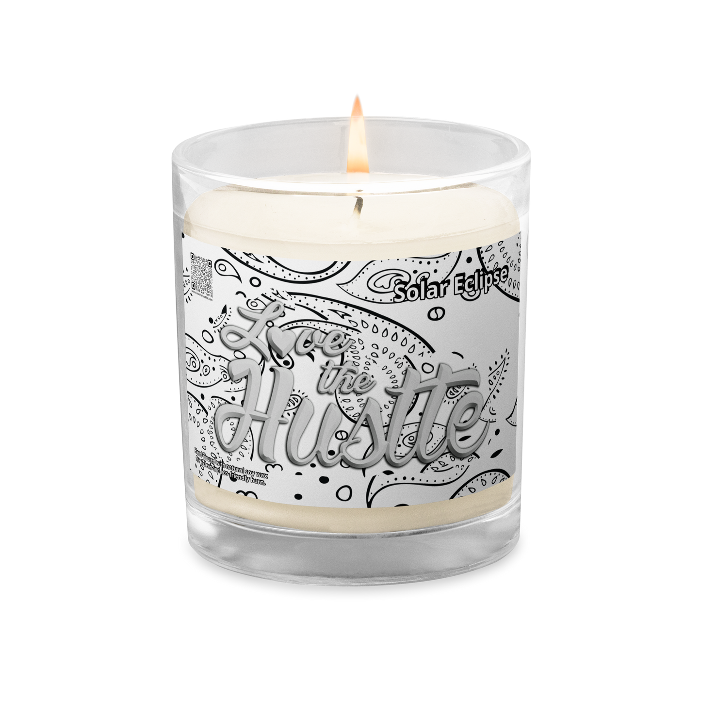 Love The Hustle™ Bandana Glass Jar Solar Eclipse Soy Wax Candle, Clear Tops