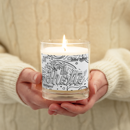 Love The Hustle™ Bandana Glass Jar Solar Eclipse Soy Wax Candle, Clear Tops