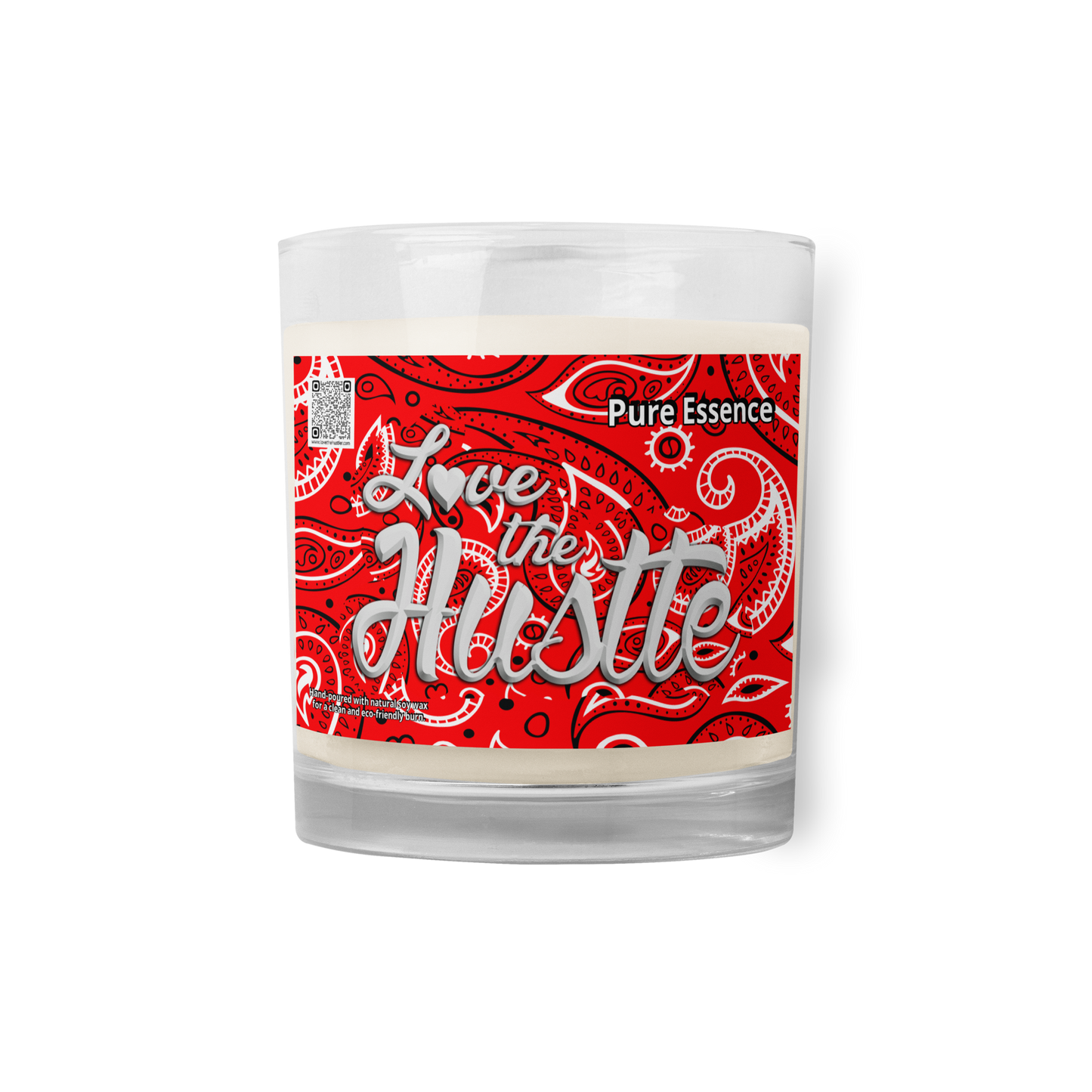 love The Hustle™ Bandana Glass Pure Essence Jar Soy Wax Candle, Red Tops