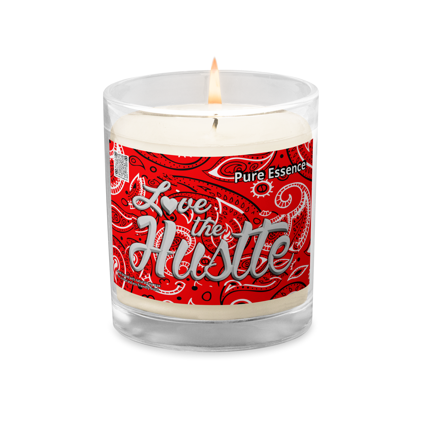 love The Hustle™ Bandana Glass Pure Essence Jar Soy Wax Candle, Red Tops