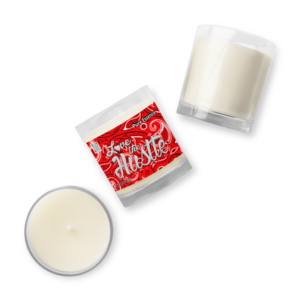 love The Hustle™ Bandana Glass Pure Essence Jar Soy Wax Candle, Red Tops