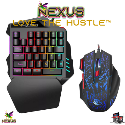 Nexus™ Quantum Firefly­™ Compact RGB Gaming Keyboard – Waterproof One-Handed Gamepad with Thin Key Tech & Ergonomic Palm Rest