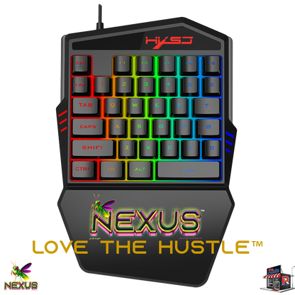 Nexus™ Quantum Firefly­™ Compact RGB Gaming Keyboard – Waterproof One-Handed Gamepad with Thin Key Tech & Ergonomic Palm Rest