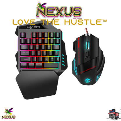 Nexus™ Quantum Firefly­™ Compact RGB Gaming Keyboard – Waterproof One-Handed Gamepad with Thin Key Tech & Ergonomic Palm Rest