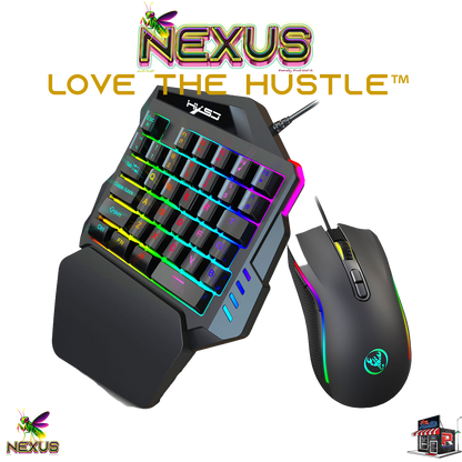 Nexus™ Quantum Firefly­™ Compact RGB Gaming Keyboard – Waterproof One-Handed Gamepad with Thin Key Tech & Ergonomic Palm Rest