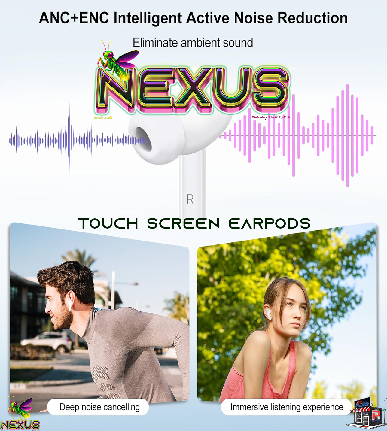 Nexus™ Quantum Firefly™ A9Pro Touchscreen Wireless Earbuds — ANC+ENC, Bluetooth 5.4, 40H Battery