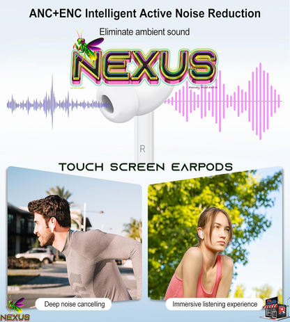 Nexus™ Quantum Firefly™ A9Pro Touchscreen Wireless Earbuds — ANC+ENC, Bluetooth 5.4, 40H Battery