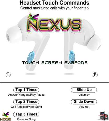 Nexus™ Quantum Firefly™ A9Pro Touchscreen Wireless Earbuds — ANC+ENC, Bluetooth 5.4, 40H Battery