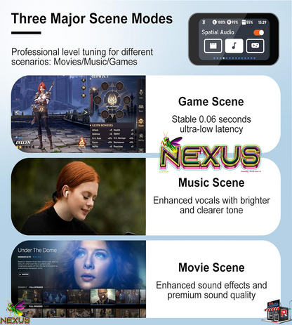 Nexus™ Quantum Firefly™ A9Pro Touchscreen Wireless Earbuds — ANC+ENC, Bluetooth 5.4, 40H Battery