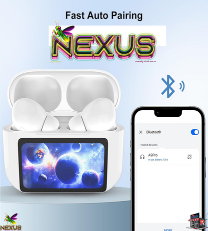 Nexus™ Quantum Firefly™ A9Pro Touchscreen Wireless Earbuds — ANC+ENC, Bluetooth 5.4, 40H Battery