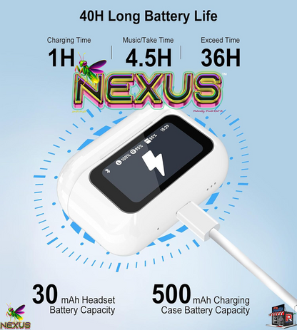 Nexus™ Quantum Firefly™ A9Pro Touchscreen Wireless Earbuds — ANC+ENC, Bluetooth 5.4, 40H Battery