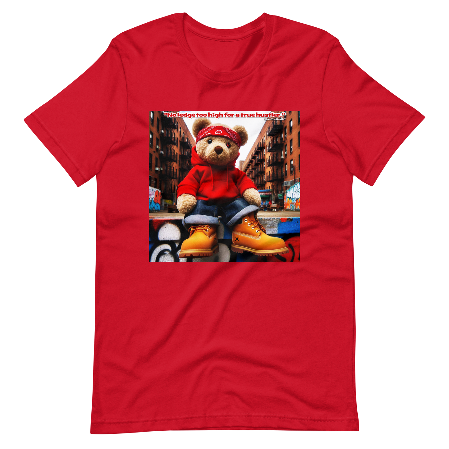 Camiseta unisex con estampado de oso rojo y bandana Love The Hustle™