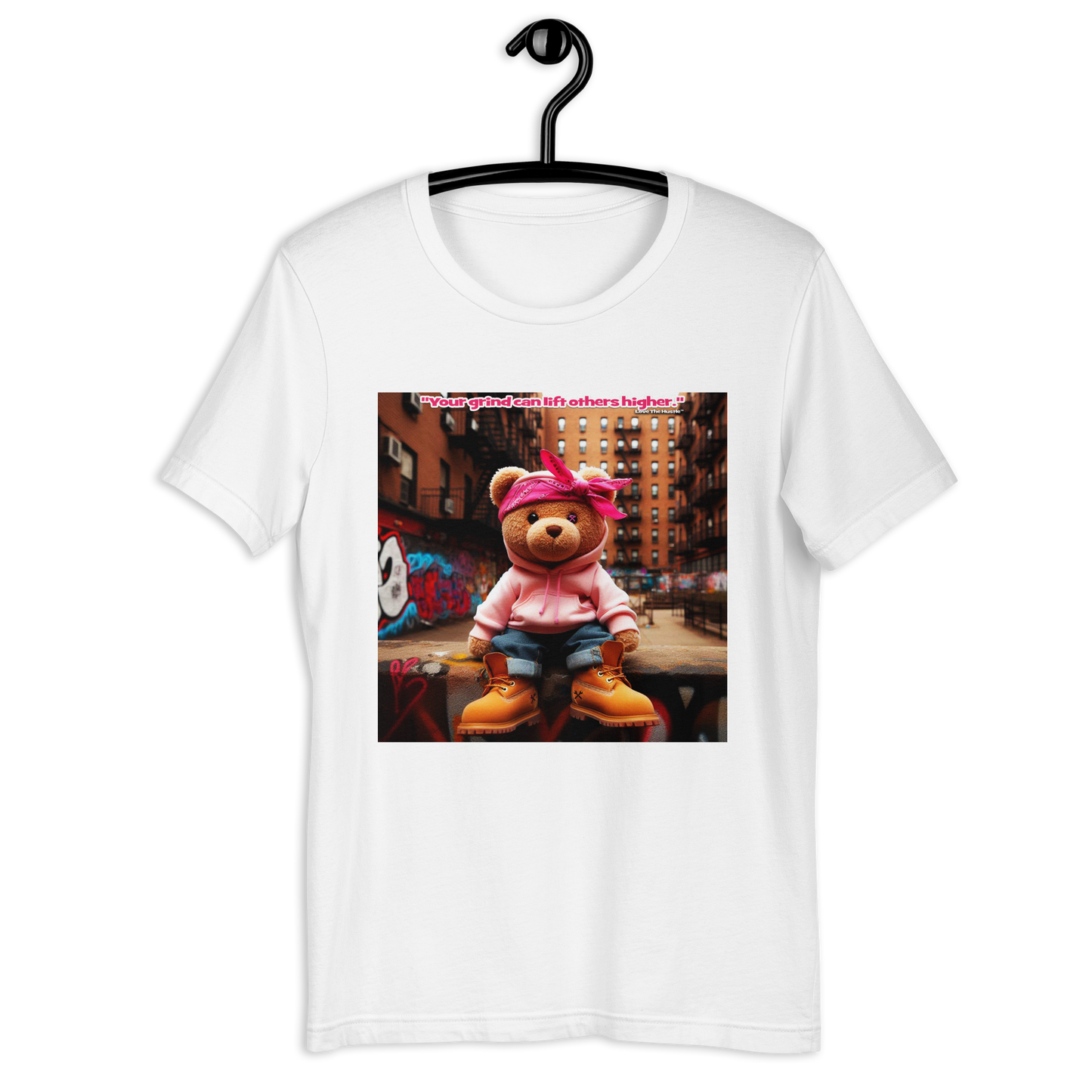 T-shirt unisexe Love The Hustle™ Bandana Ours rose DTG